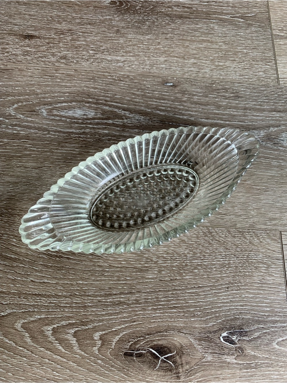 Glass Serving Dish - Clear Oval Decorative Bowl